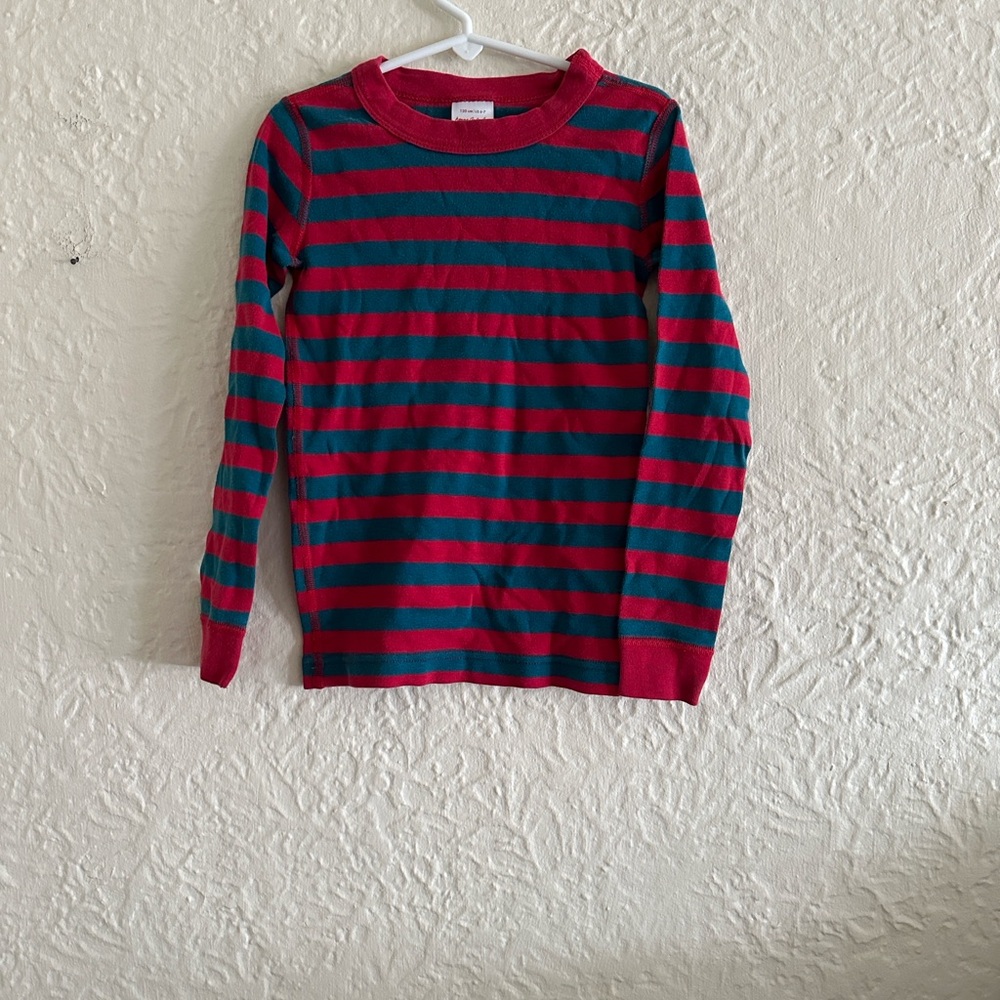 Hanna Andersson Long John Striped Pajama Top Hanna Red Trek Teal Kids Child 6 7